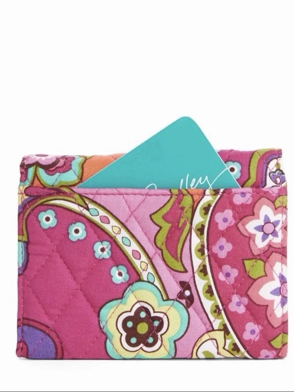 NWT Vera Bradley Petite Trifold Wallet in Pink Swirls
